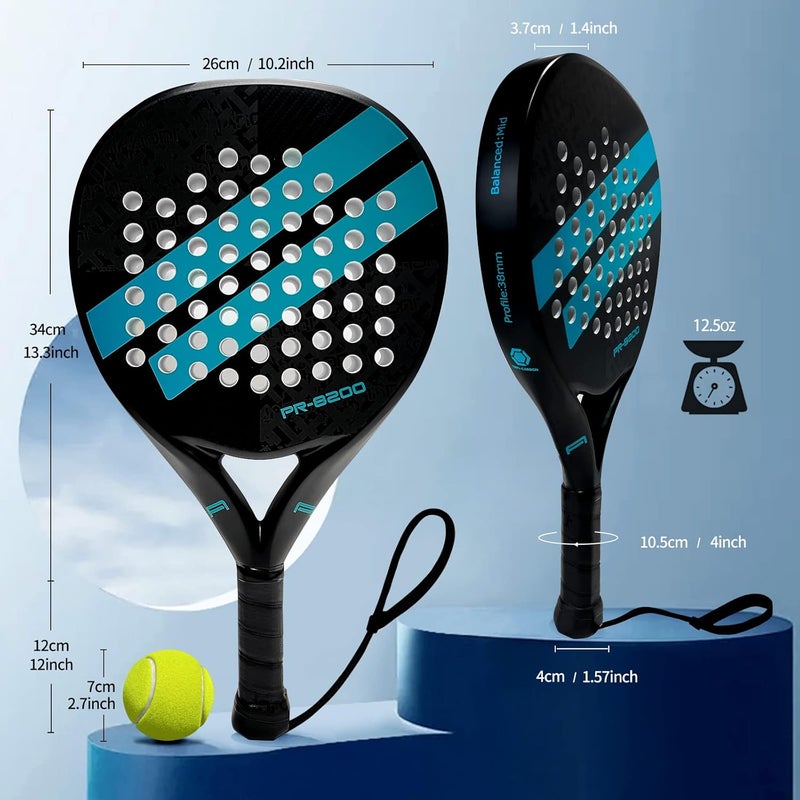 ianoni Padel Racket Carbon Fiber Surface with EVA Memory Flex Foam Core Padel Tennis Racquets Paddle Tennis Racket - Image 5